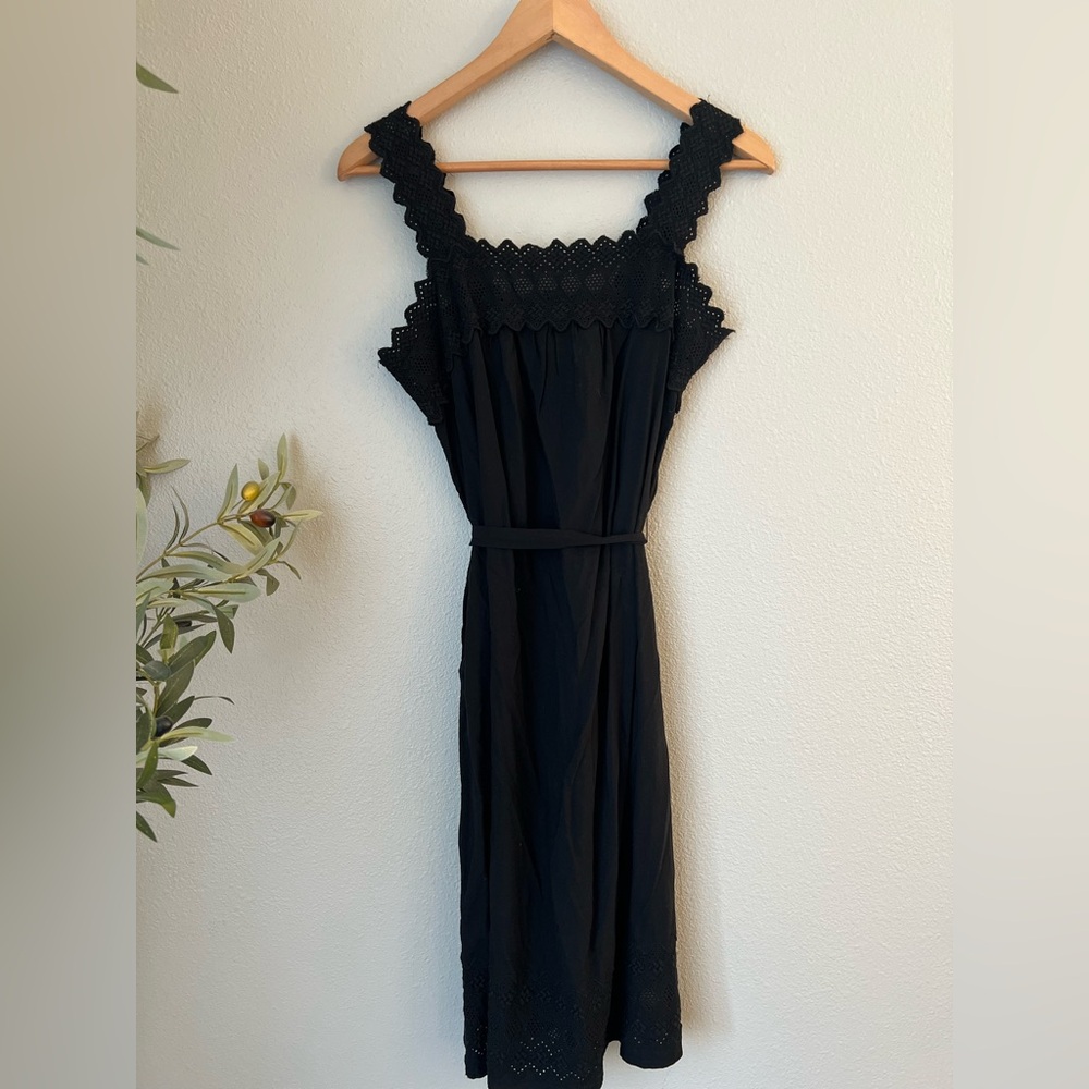 🌟3 for $30🌟 Old Navy Cotton Eyelet Midi Dress, crochet detail, black, Small